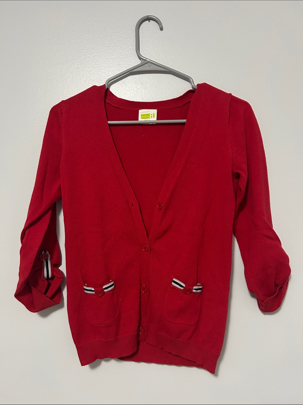 Crazy 8 Red Girls' V-Neck Button Cardigan